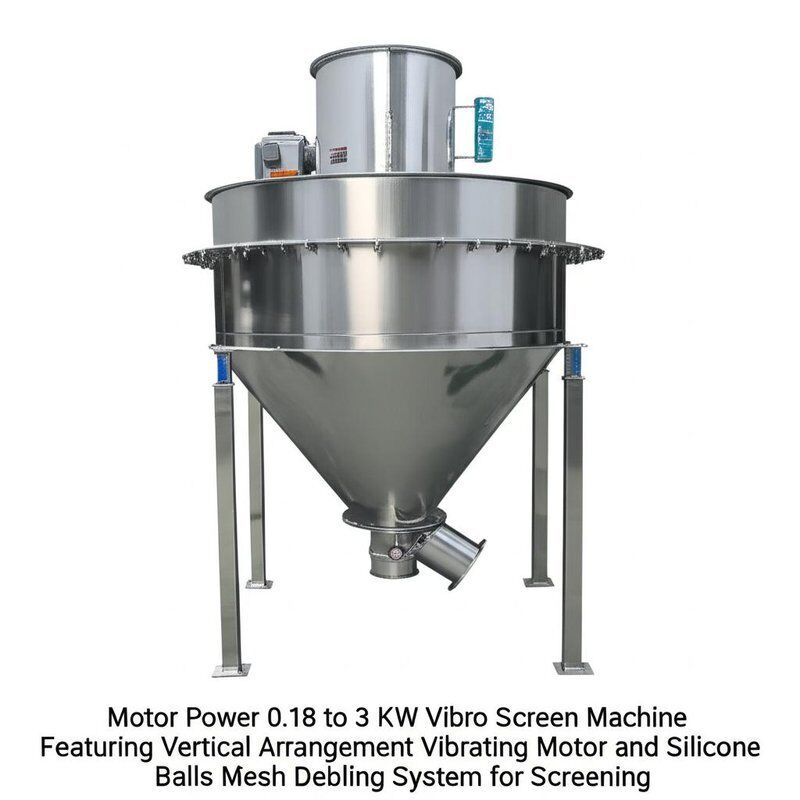 Điện lực động cơ 0,18 đến 3 KW Máy màn hình Vibro có bố trí dọc động cơ rung động và hệ thống trượt lưới bóng silicone để sàng lọc